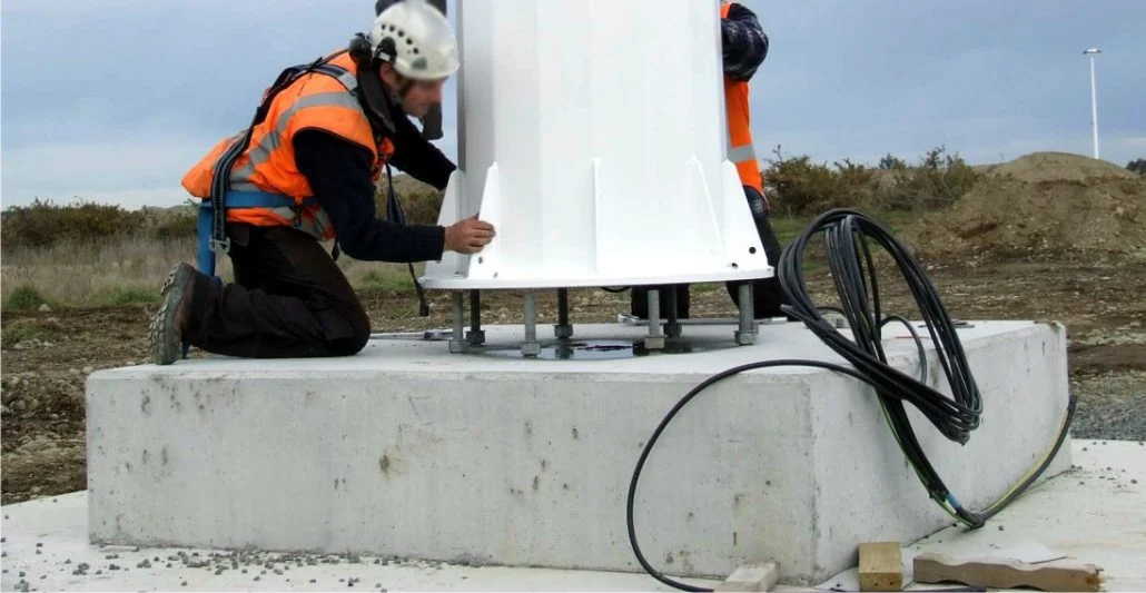 What is the concrete foundation of the tower?
